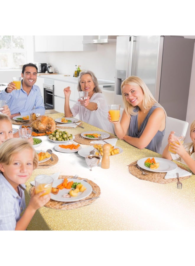 2-Pack Ombre Gold Disposable Plastic Tablecloths, Gradient Yellow-to-Gold Sprinkle Table Covers for Rectangle Tables, 137×274cm, for Ramadan, Eid al-Fitr, Wedding, Birthday & Anniversary Parties - Image 5